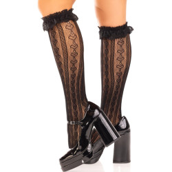 Leg Avenue - Chaussettes Hautes À Volants Noir